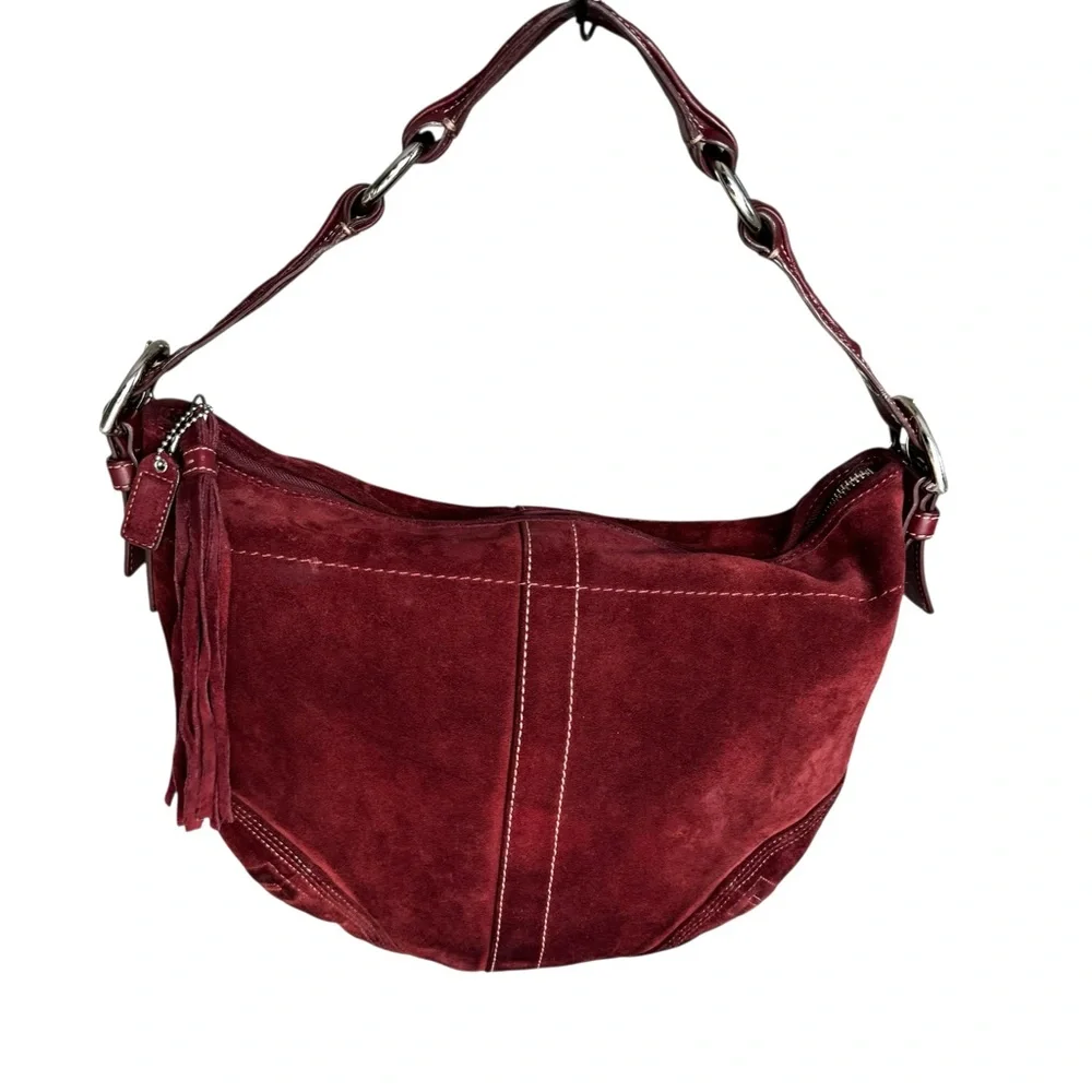 Vintage Coach Soho Red Suede Hobo Shoulder Bag - Picture 11 of 15